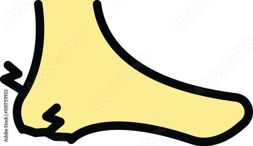 Heel disease icon. Outline Heel disease vector icon for web design isolated on white background color flat
