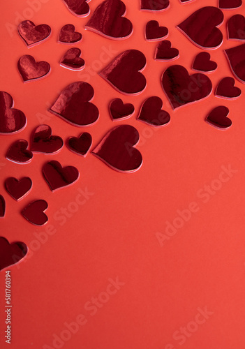 photo corner of the red background in decorative hearts
