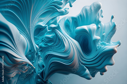 ice blue color  Fluid Art. background. Generative Ai