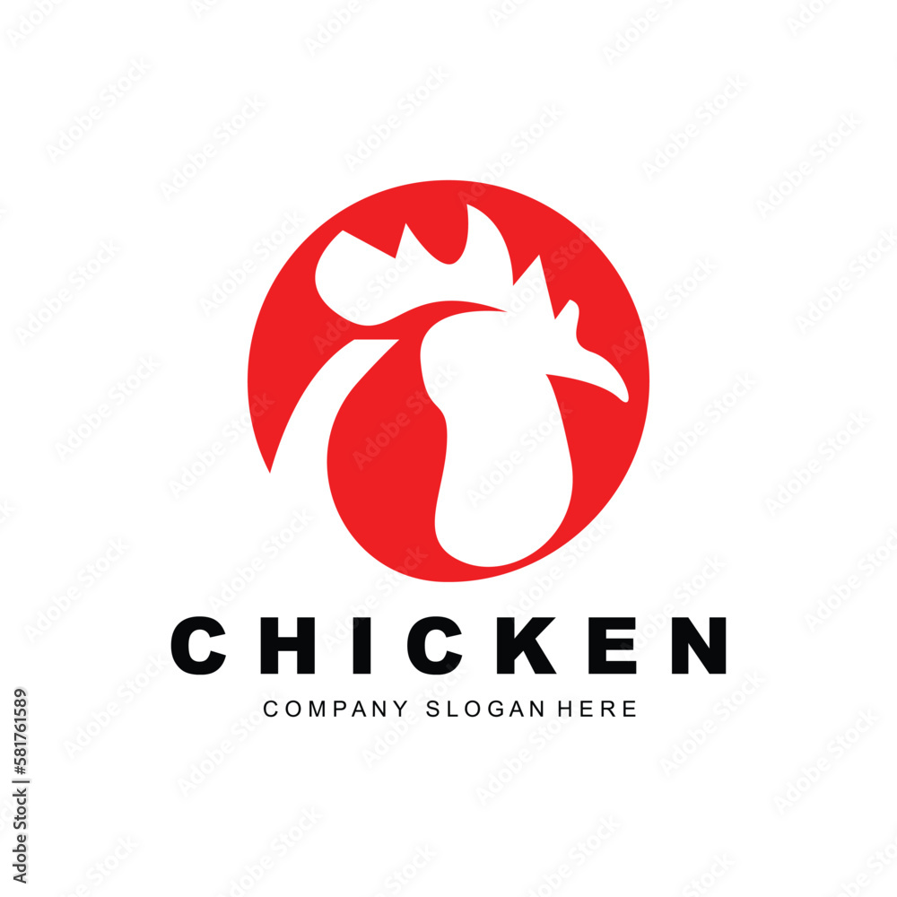 Chicken Logo, Farm Animal Vector, Design For Chicken Farm, Fried Chicken Restaurant, Cafe Chicken Logo, Farm Animal Vector, Design For Chicken Farm, Fried Chicken Restaurant, Cafe