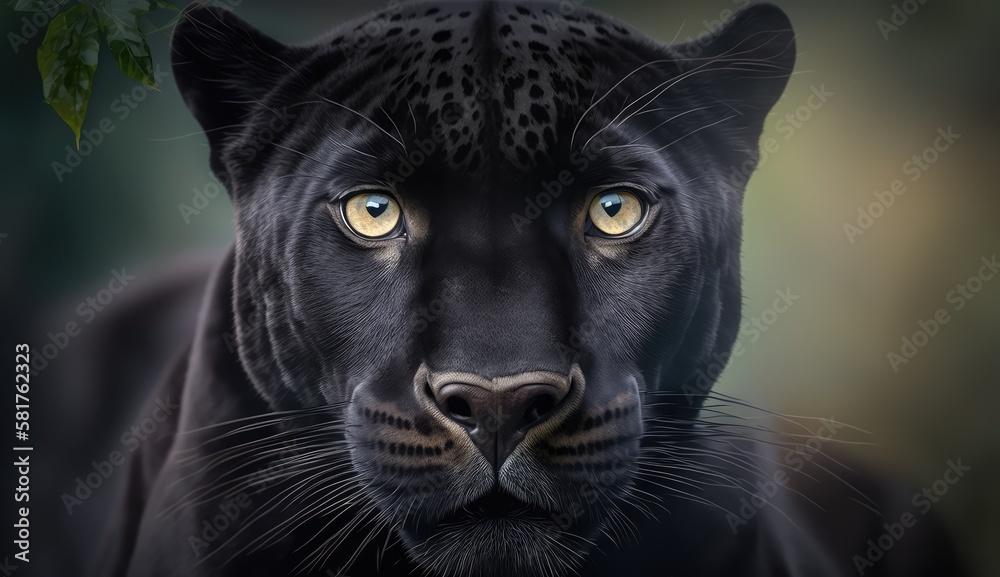 Panther. Portrait mit Blick in die Kamera. Generative AI image
