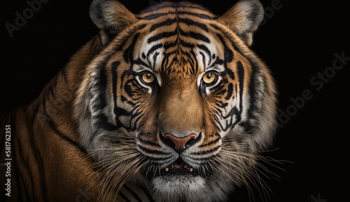 Tiger. Portrait mit Blick in die Kamera. Generative AI image