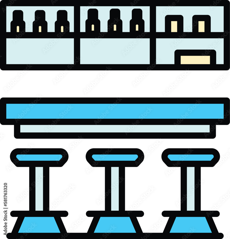 Bar counter room icon. Outline Bar counter room vector icon for web design isolated on white background color flat Bar counter room icon. Outline Bar counter room vector icon for web design isolated on white background color flat