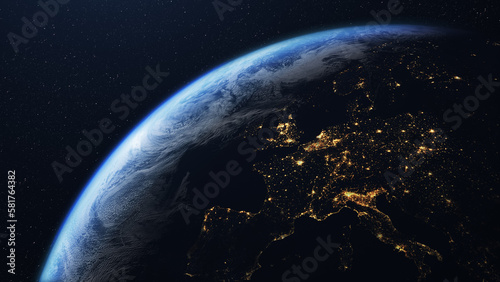 Fototapeta Naklejka Na Ścianę i Meble -  Europe and planet earth seen from outer space