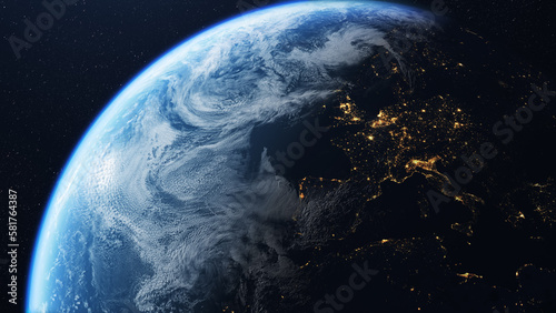 Fototapeta Naklejka Na Ścianę i Meble -  Beautiful view of planet earth and europe seen from space