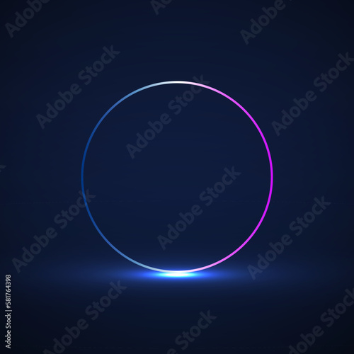 Abstract cosmic vibrant color circle on dark background. Vector illustration