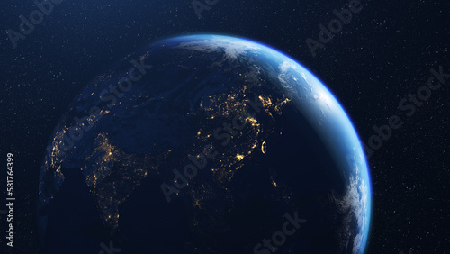 Fototapeta Naklejka Na Ścianę i Meble -  Planet earth and asia continent seen from space