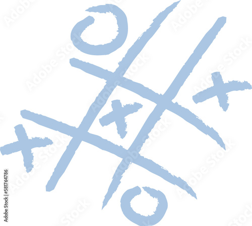 Tic tac toe linear children drawing