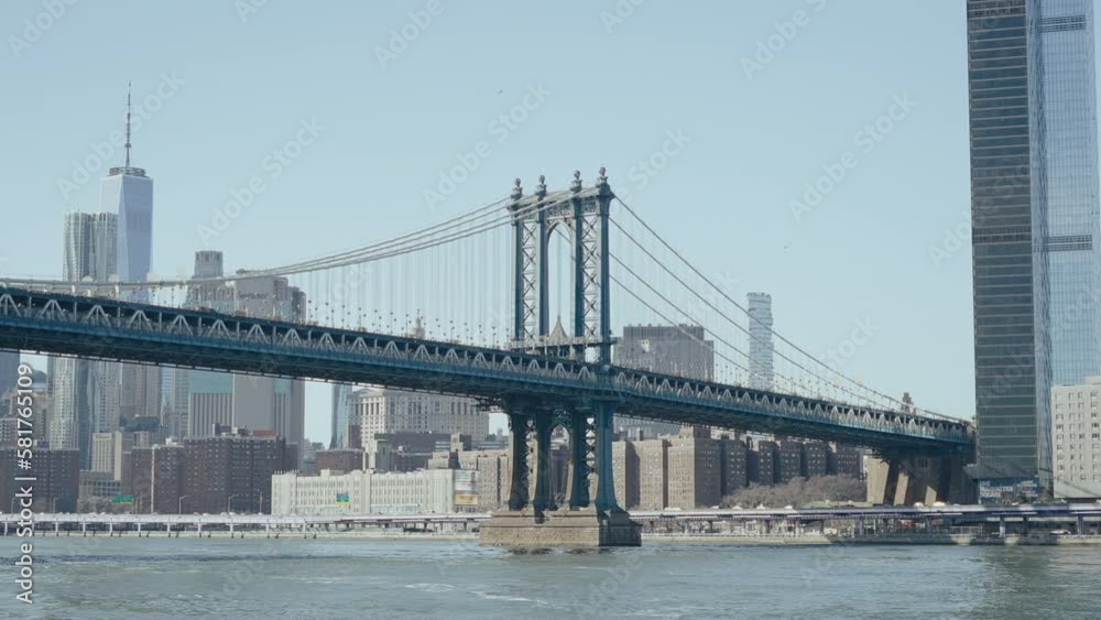 Manhattan bridge tracking shot with gimbal, New York Manhattan bridge tracking shot with gimbal, New York