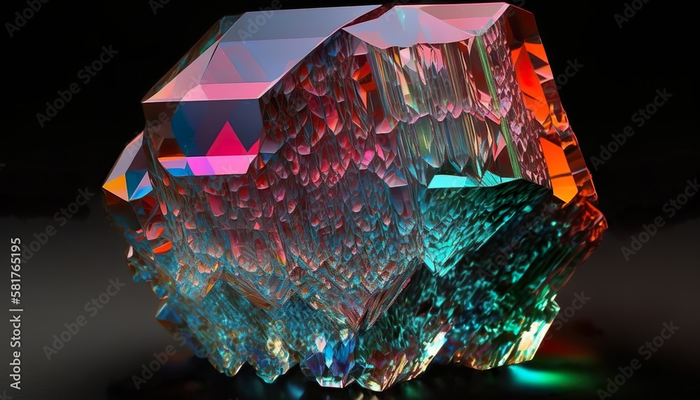 A neon crystal with facets that shift in color and brightness  Generative AI