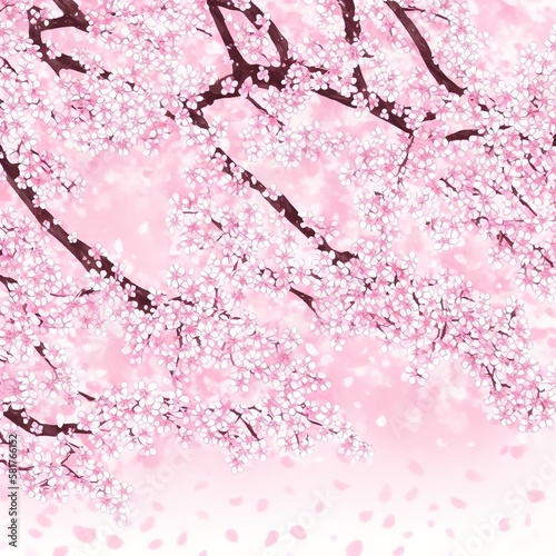 Cherry blossom, Sakura, Pink background, Generative AI