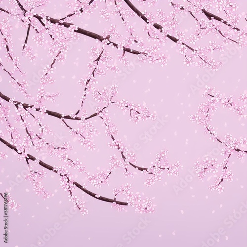 Cherry blossom, Sakura, Pink background, Generative AI