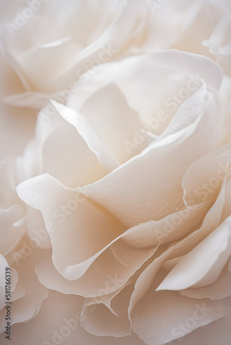 Close up of white rose petals. Generative AI