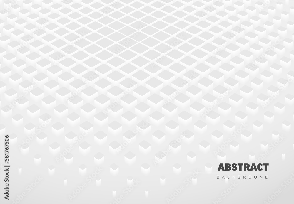 Abstract light gray background made from white cubes with place for your text