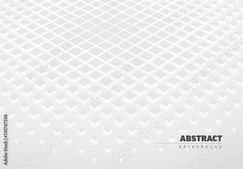 Obraz na płótnie Abstract light gray background made from white cubes with place for your text w salonie