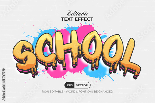 School text effect graffiti style. Editable text effect.