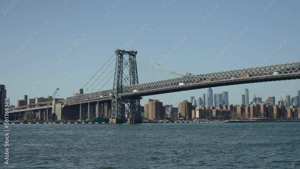 Manhattan bridge tracking shot with gimbal, New York Manhattan bridge tracking shot with gimbal, New York