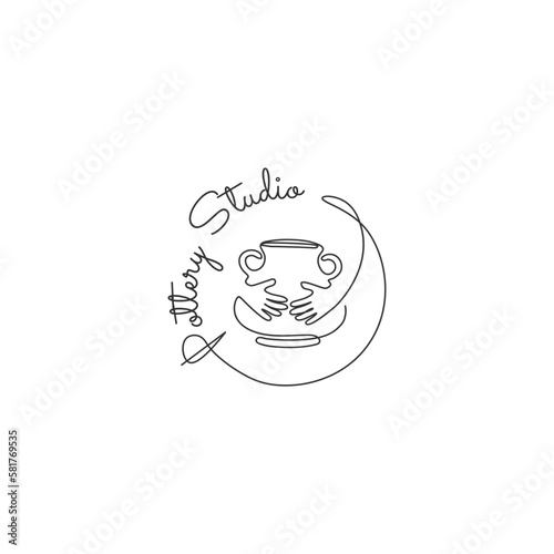 Logo Pottery Studio Handdrawn on the white background