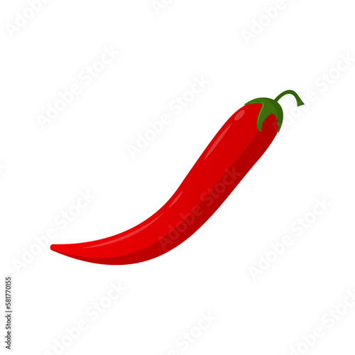 Hot red chili flat vector illustration isolated on white background