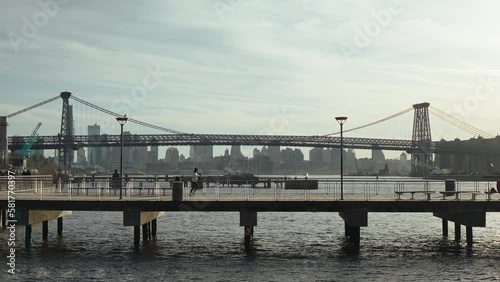 Wallpaper Mural Girl running on the pier in Brooklyn at sunset, New York Torontodigital.ca
