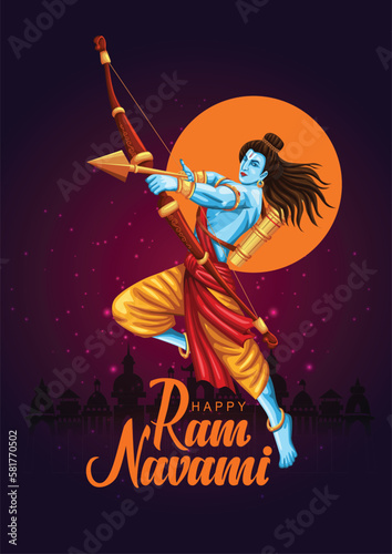 Happy Ram Navami festival of India. Lord Rama birth day. vector illustration design