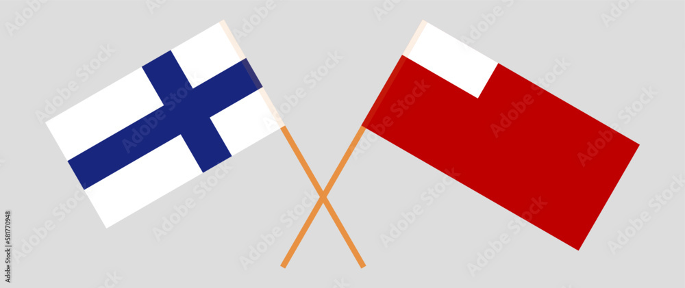 Crossed flags of Finland and Abu Dhabi. Official colors. Correct proportion