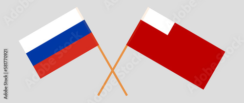 Crossed flags of Russia and Abu Dhabi. Official colors. Correct proportion
