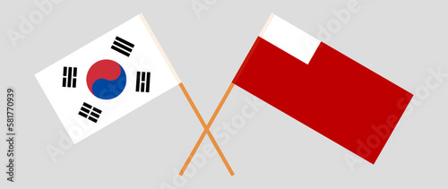 Crossed flags of South Korea and Abu Dhabi. Official colors. Correct proportion