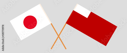 Crossed flags of Japan and Abu Dhabi. Official colors. Correct proportion
