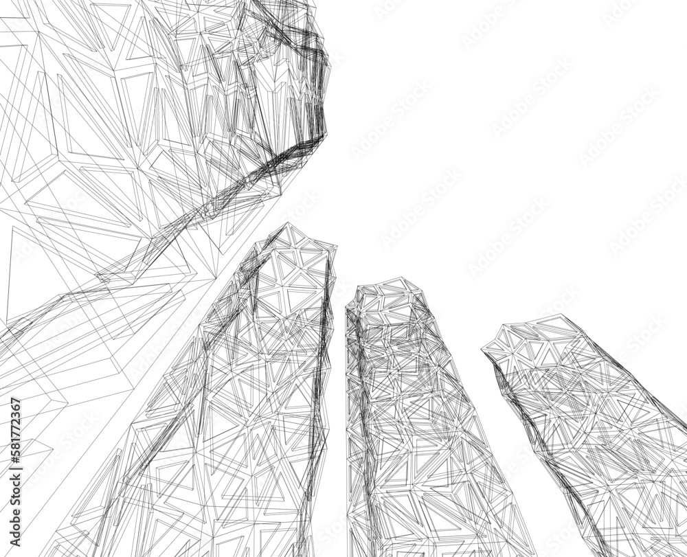 Architecture building vector 3d drawing Architecture building vector 3d drawing