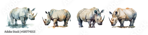 Rhinos - African Savanna Animals created with Generative AI technology.