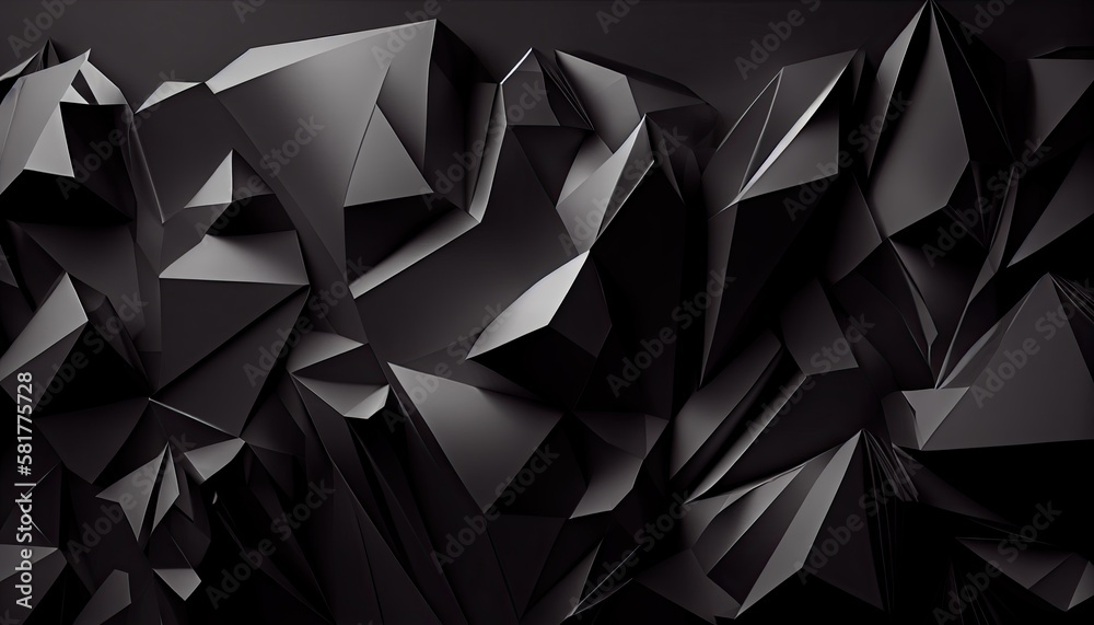 Fototapeta premium Abstract black crystal background faceted texture