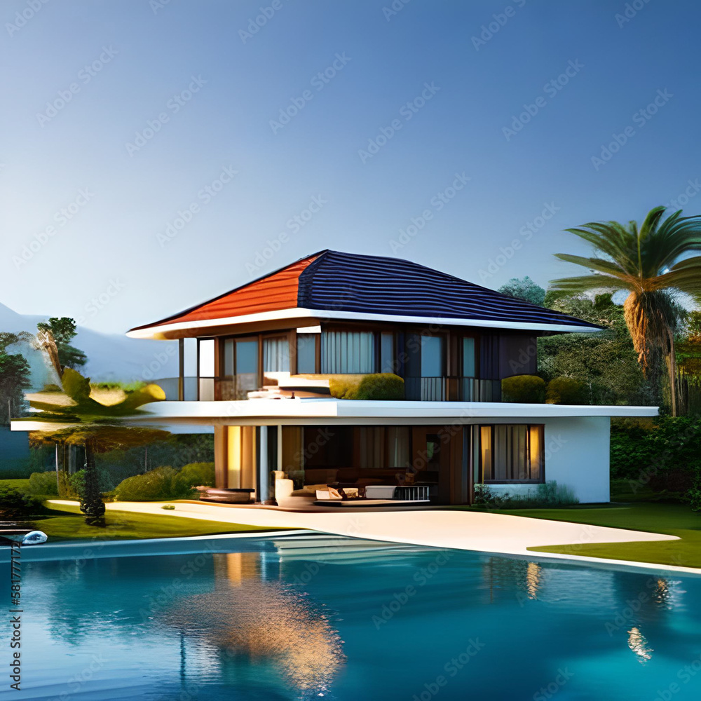 Fototapeta premium luxury hotel pool