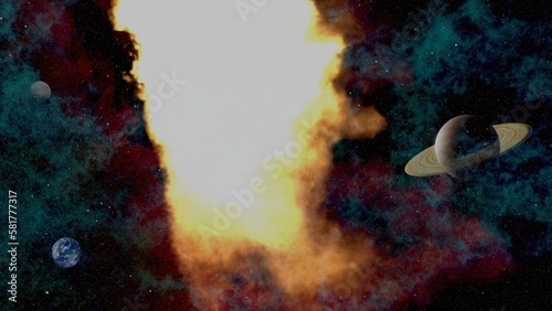 Photos The extraordinary Sci-fi cinematic scene of deep galaxy where Saturn, the earth