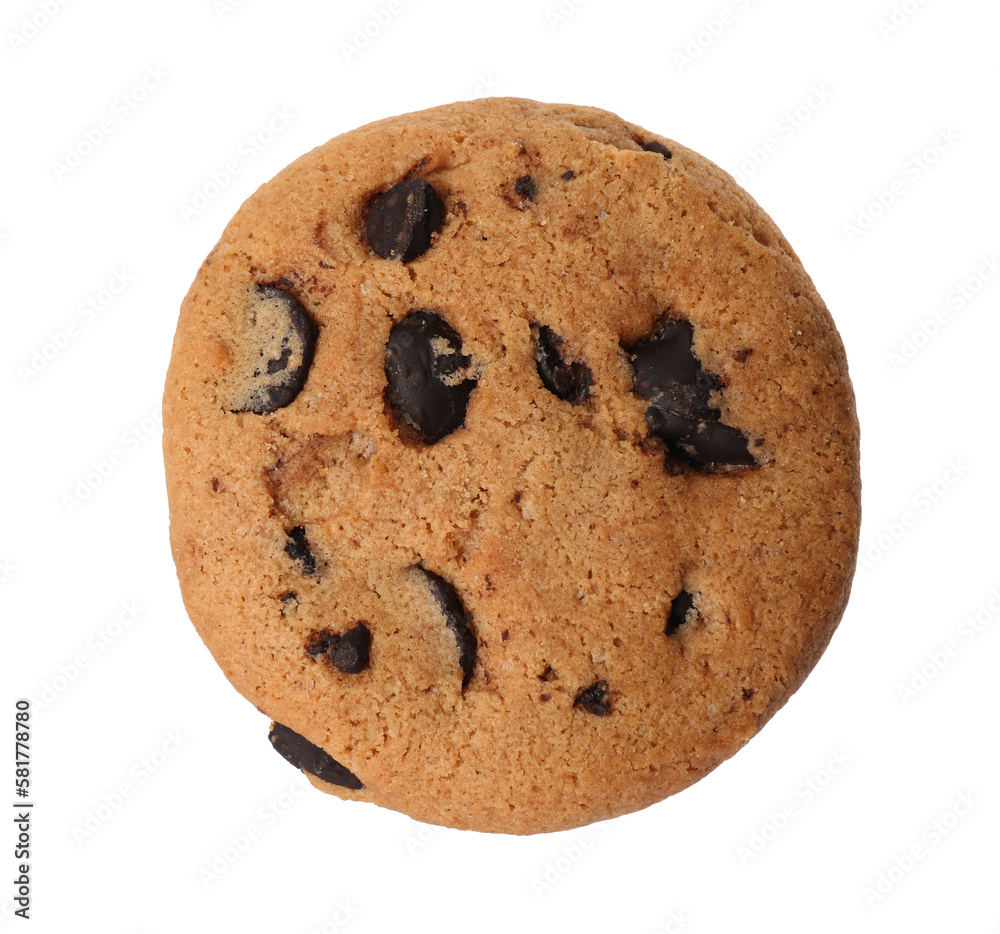Delicious chocolate chip cookie isolated on white