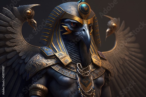 Egyptian deity Horus. Generative AI photo