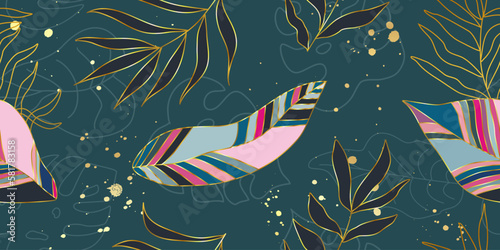 Seamless pattern with tropical leaves.Abstract background for covers,textiles,wallpaper and other uses