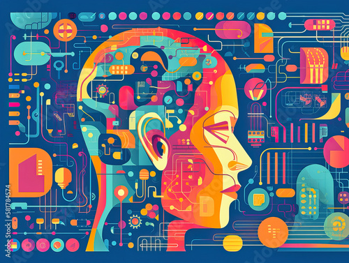 A gender neutral demonstration background of artificial intelligence, natural language processing, Illiustration, Generative AI