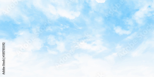Vector blue sky and cloudy. Clear blue sky and white clouds. Beautiful white cloud on clear blue sky as nature concept . Clear weather for good summer season. Fresh air breeze