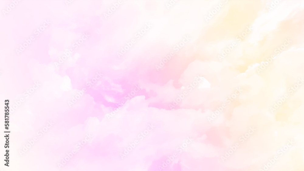 Beautiful pink sky and clouds. Pastel sky background texture with white clouds.