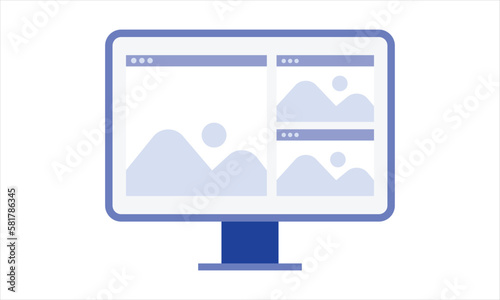 Computer flat vector illustration design. Image view computer vector illustration design