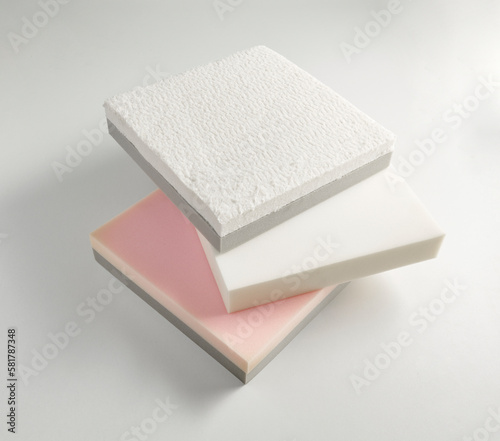 Mattress bed sponge section on the isolated white background.