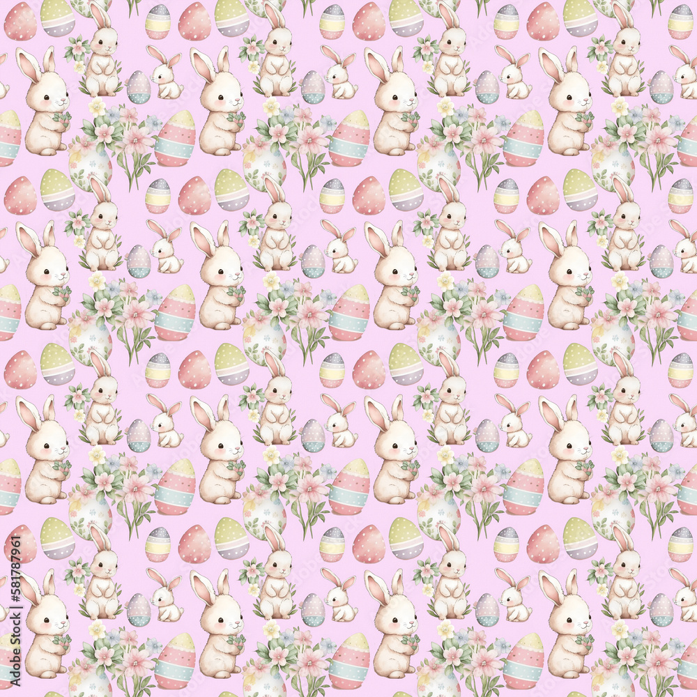 Happy Easter Bunny Seamless Patterns