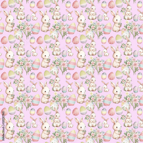 Happy Easter Bunny Seamless Patterns