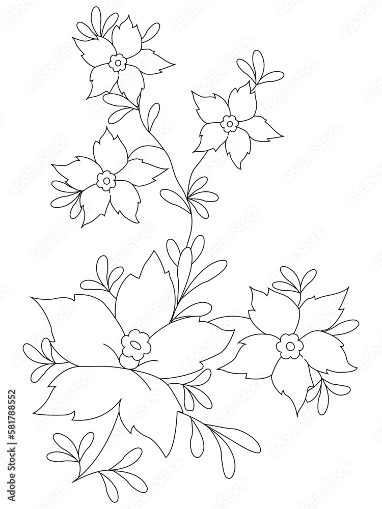 isolated, Doodle floral in black and white. Page for coloring book, interesting and relaxing art for children and adults. isolated, Doodle floral in black and white. Page for coloring book, interesting and relaxing art for children and adults.