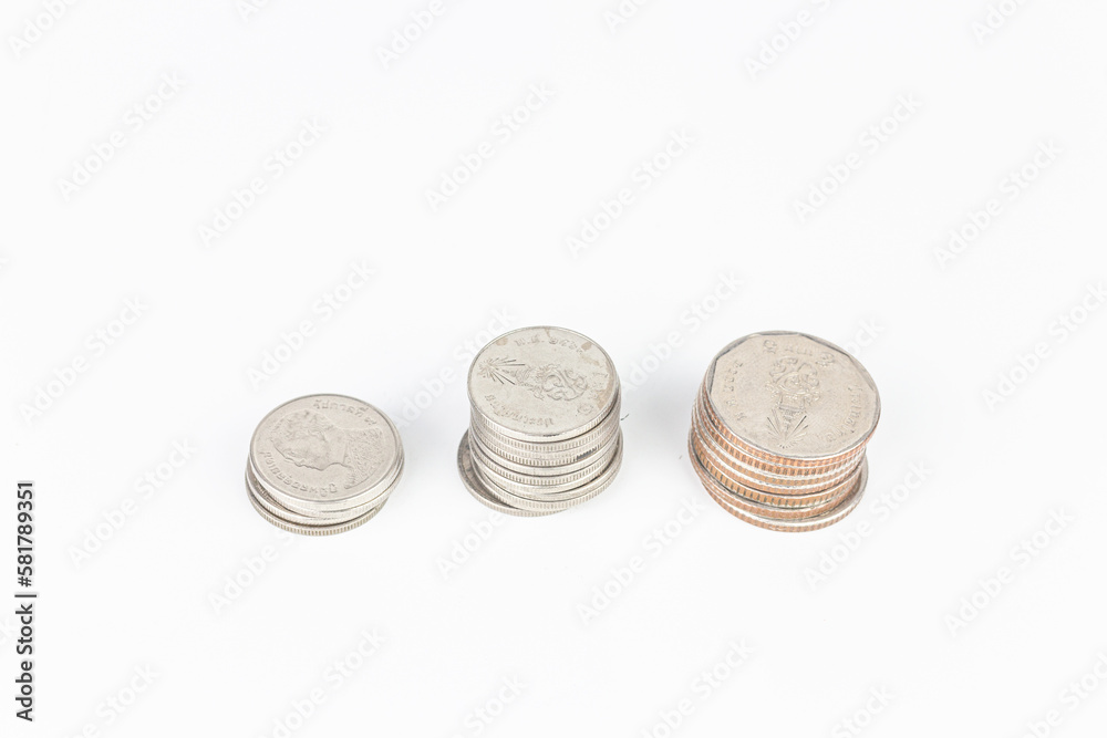 Coins isolated on white background with clipping path and copy space. Coins isolated on white background with clipping path and copy space.