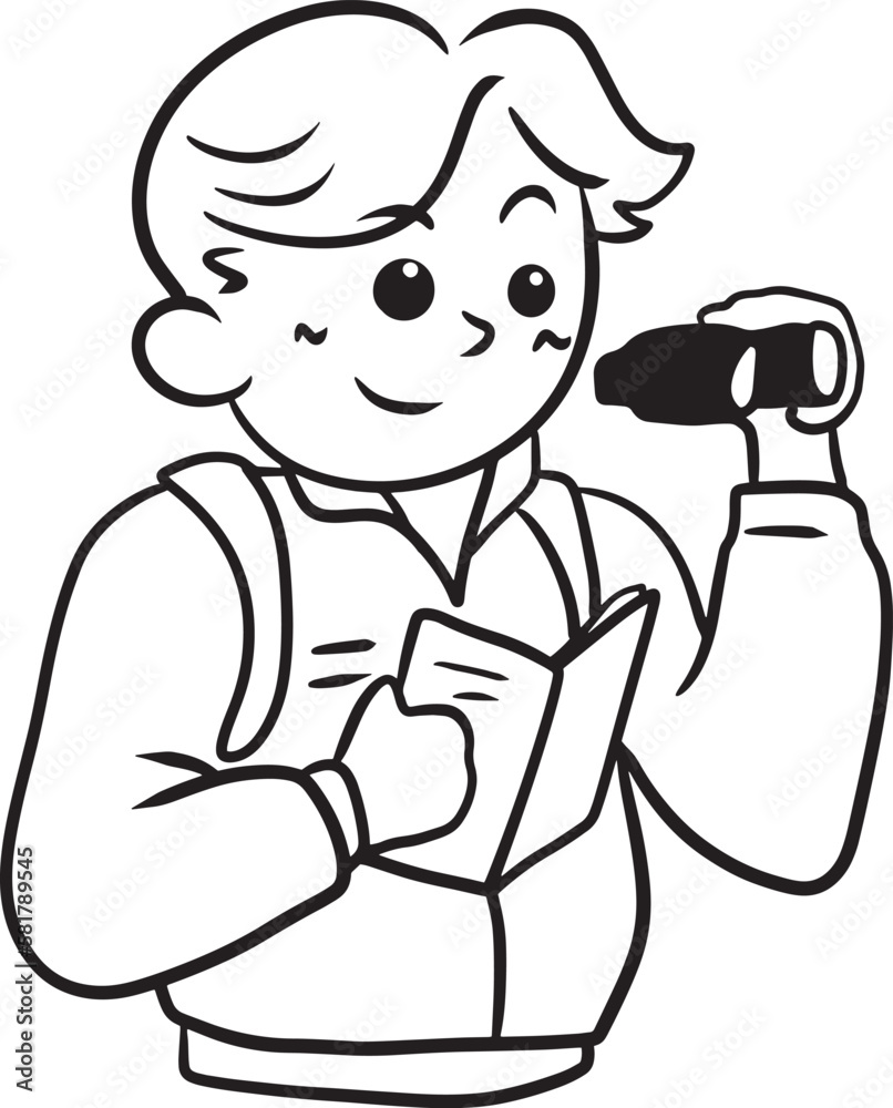 Cartoon man binoculars doodle kawaii anime coloring page cute illustration drawing clip art character chibi Cartoon man binoculars doodle kawaii anime coloring page cute illustration drawing clip art character chibi