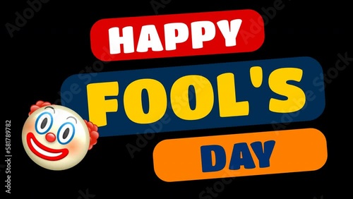 April fools day with head clown animation funny prank illustration Motion animation on transparent background design for happy april fools day event