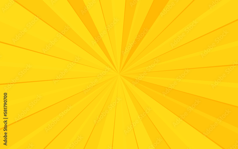Obraz premium Sun rays, sunburst on yellow and orange color background. Vector illustration summer background design.