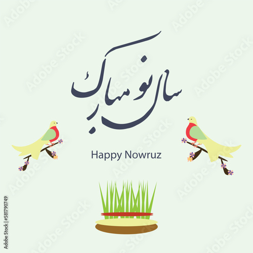 Nowruz greeting card. Iranian new year. Vector, illustration.